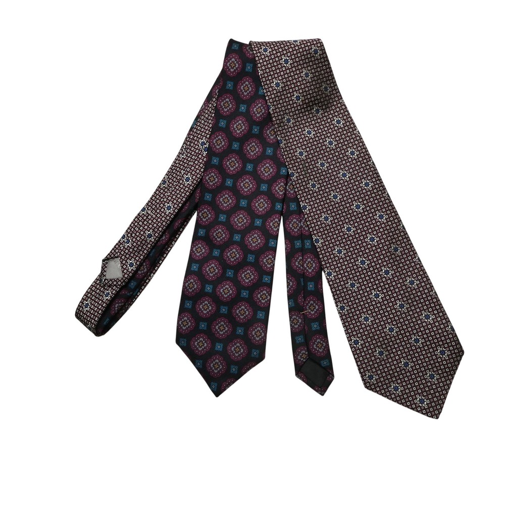Ferrell Reed Tie Set Mens One Size Multicolor Geometric 100% Silk USA Lot 2